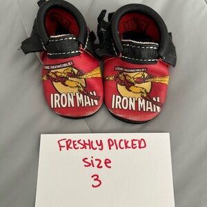 Freshly Picked Iron Man Moccasins - Red and Black